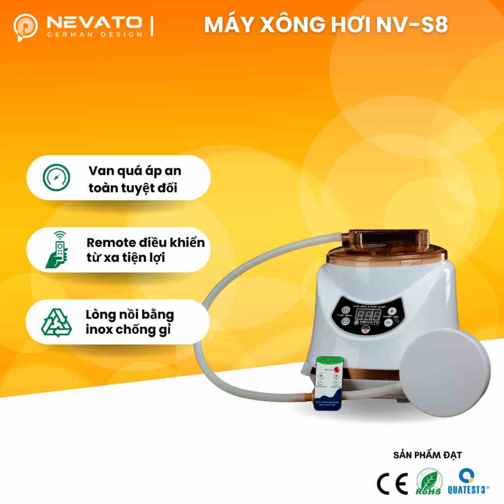 Nồi Xông Hơi Toàn Thân Nevato NV-S8 Dung Tích Nồi Xông 2.8 Lít