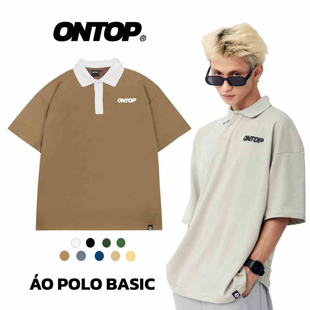 Áo polo form rộng nam nữ basic local brand ONTOP vải cá sấu cotton co giãn nhiều màu