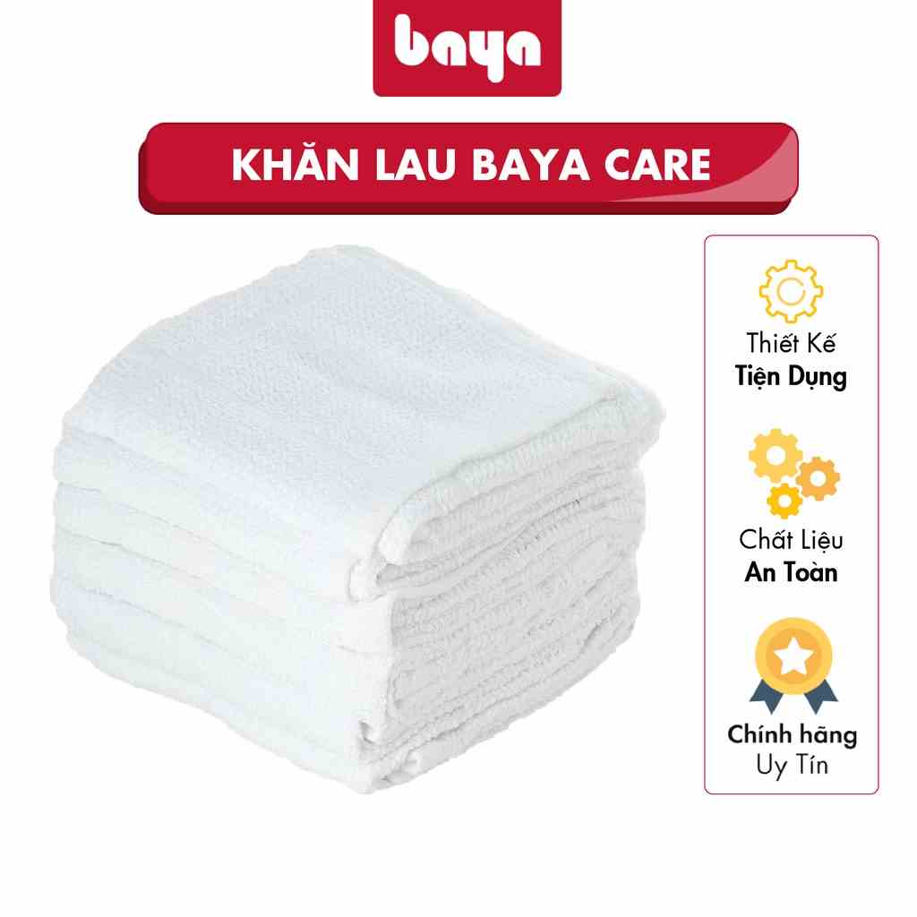 Bộ 5 Khăn Lau Đa Năng BAYA CARE 2833 Vải Cotton Màu Trắng L20xW20