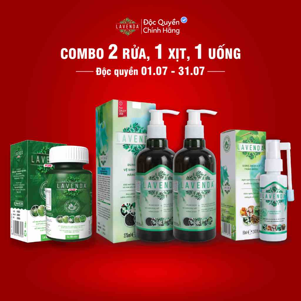 Combo chuyên sâu LAVENDA hết khí hư huyết trắng nấm ngứa (1 xịt Lavenda 60ml + 2 rửa Lavenda 275ml + 1 Lavenda Plus 50g)