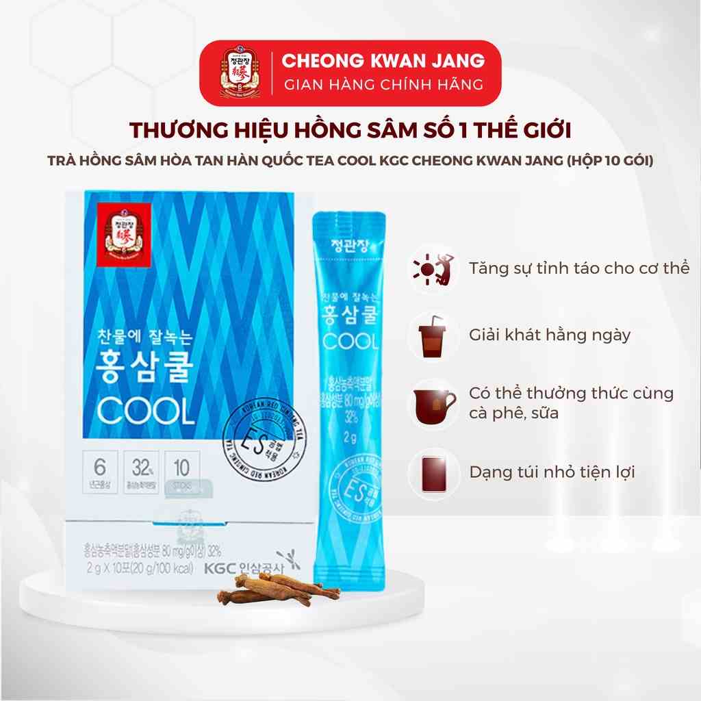 Trà Hồng Sâm Hàn Quốc Hòa Tan Tea Cool KGC Cheong Kwan Jang (10 gói)