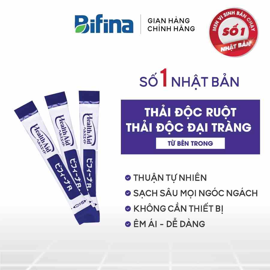 BIFINA NHẬT BẢN, loại R 3 gói - Nhuận tràng, Detox, làm sạch ruột, không dùng cafe