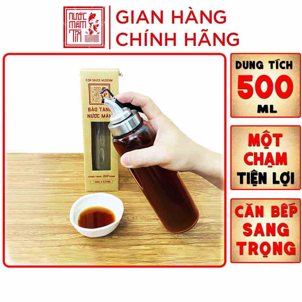 [ Hàng nhập khẩu ] Bình rót một chạm CAO CẤP One Touch Open Làng chài xưa 500ml đựng nước mắm, dầu ăn (thuỷ tinh)