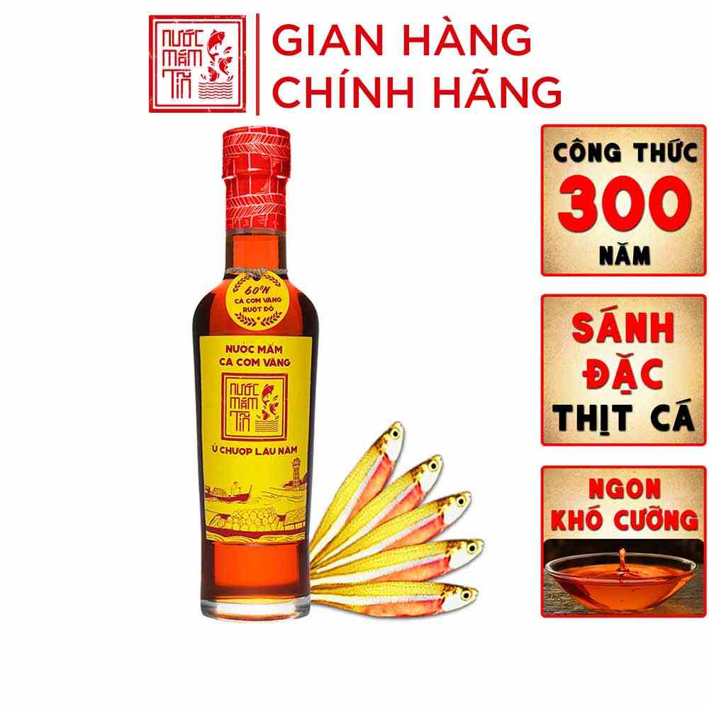 [DIỆN MẠO MỚI] Nước Mắm Tĩn Cá Cơm Vàng Ruột Đỏ Độ Đạm 60N Chai Thuỷ Tinh 250ml Nước Mắm Truyền Thống Sạch