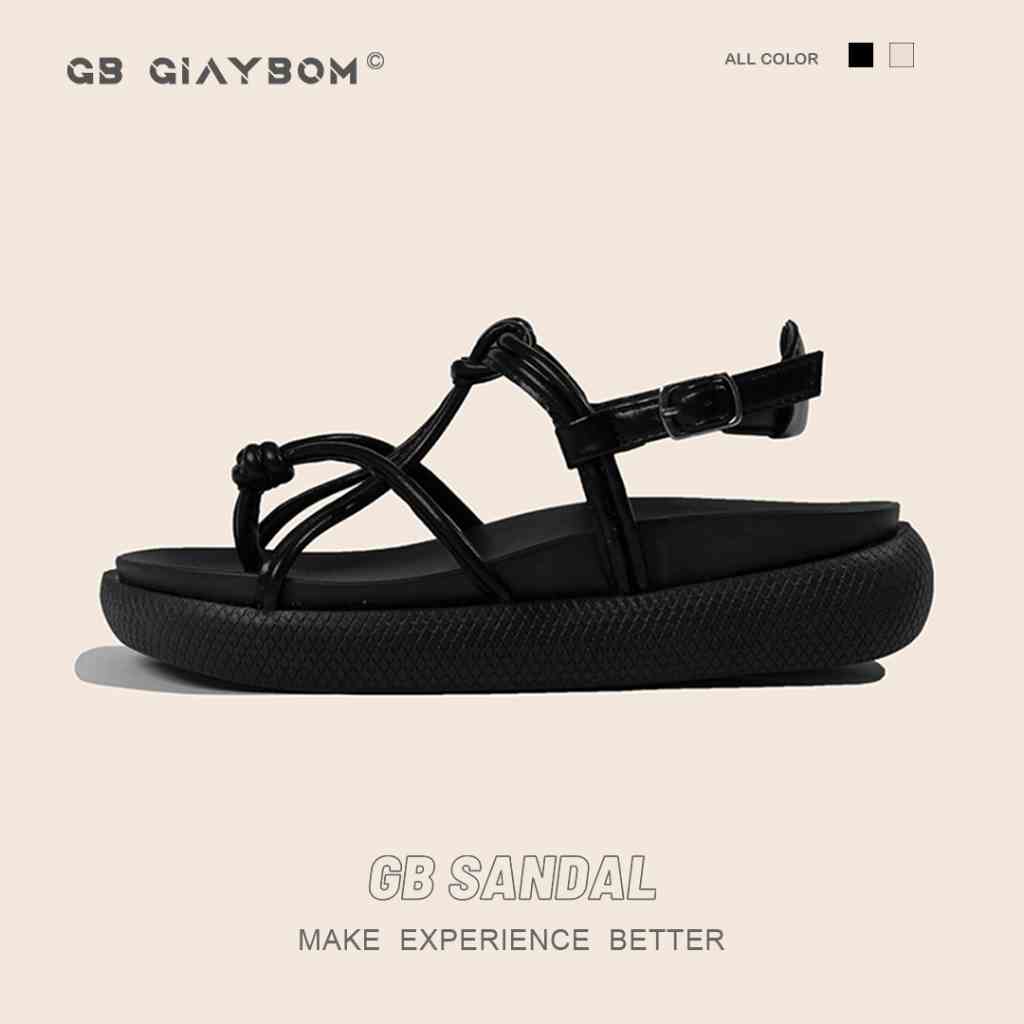 Giày Sandal Nữ Đế Cao Quai Dây Xỏ Ngón Màu Đen Trắng Thích Hợp Đi Học, Chơi, Làm Mới Nhất GiayBOM GB B1289