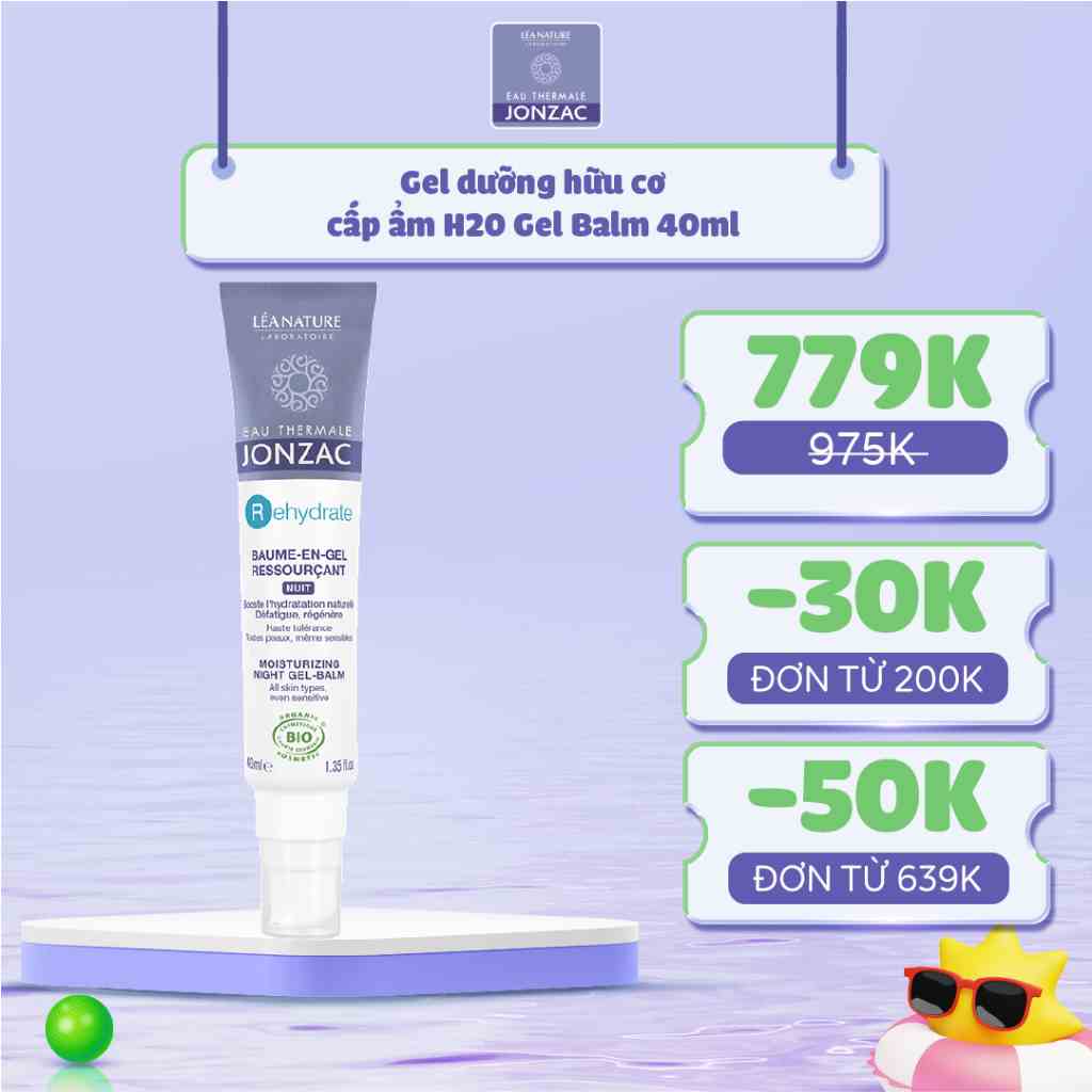 Gel Dưỡng Da Hữu Cơ Ban Đêm Eau Thermale Jonzac Rehydrate H2O Booster Night Gel 40ml