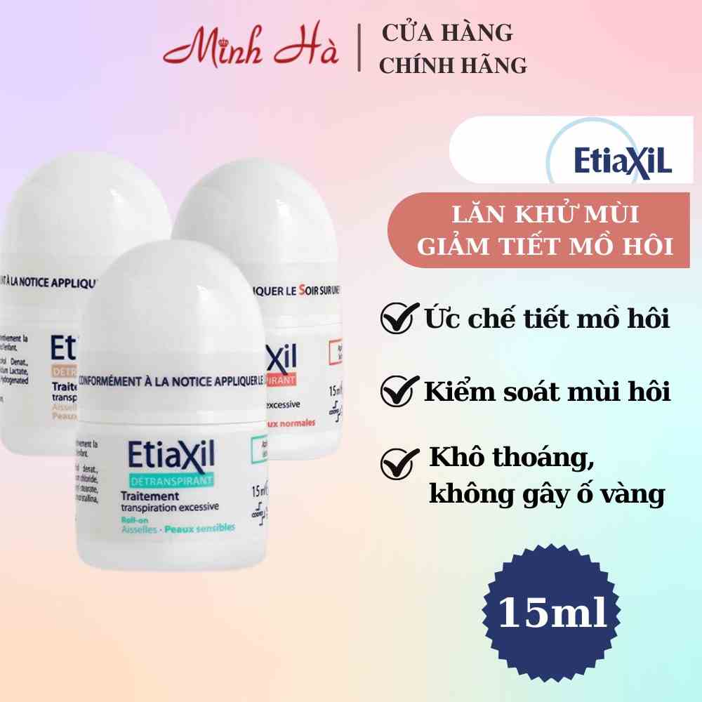 Lăn khử mùi EtiaXil Detranspirant Traitement Roll-On 15m dành cho da nhạy cảm