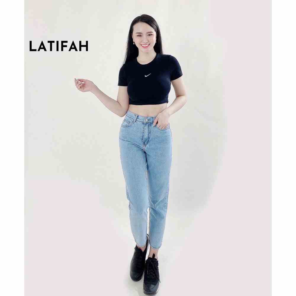 Quần baggy jean nữ Latifah ống nhỏ trơn lai thường QD022 phong cách hàn quốc trẻ trung