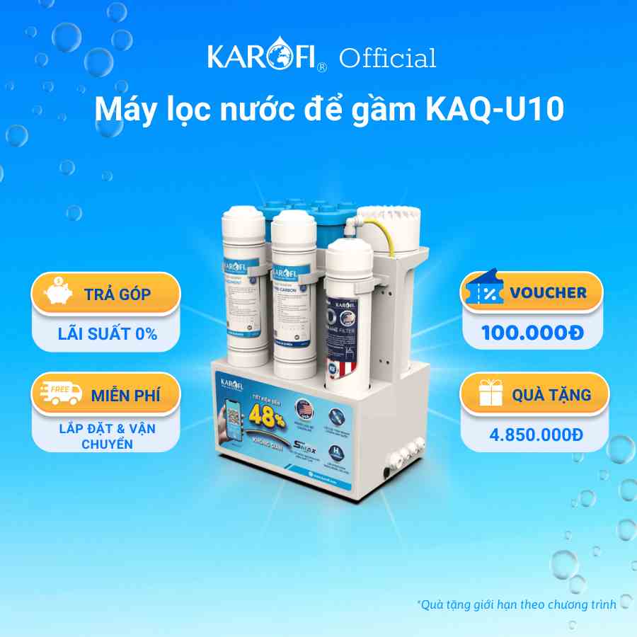 Máy lọc nước để gầm 10 lõi màng ro Mỹ Karofi KAQ-U10 - Bảo hành 36 tháng