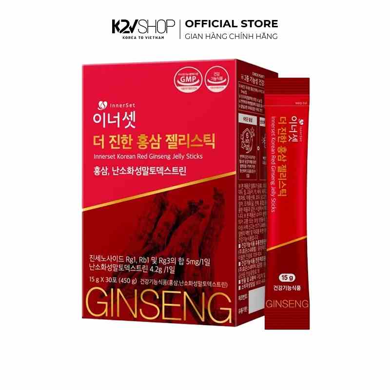 Hộp 30 Gói Thạch Hồng Sâm Innerset Korean Red Ginseng Jelly Sticks 15g/gói - K2V Shop