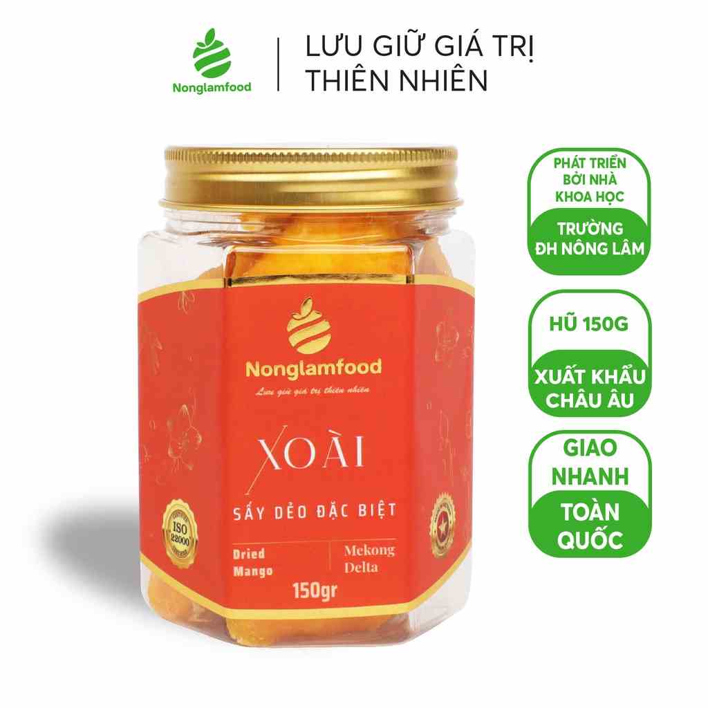 Xoài Sấy Dẻo Thượng Hạng Nonglamfood hũ 150g | Quà tặng healthy cao cấp cho người thân, bạn bè, đối tác