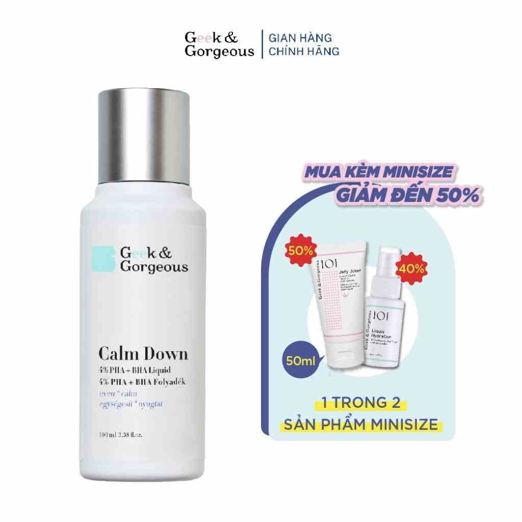 Dung Dịch Tẩy Da Chết, Làm Dịu Geek&Gorgeous Calm Down PHA+BHA 100ML