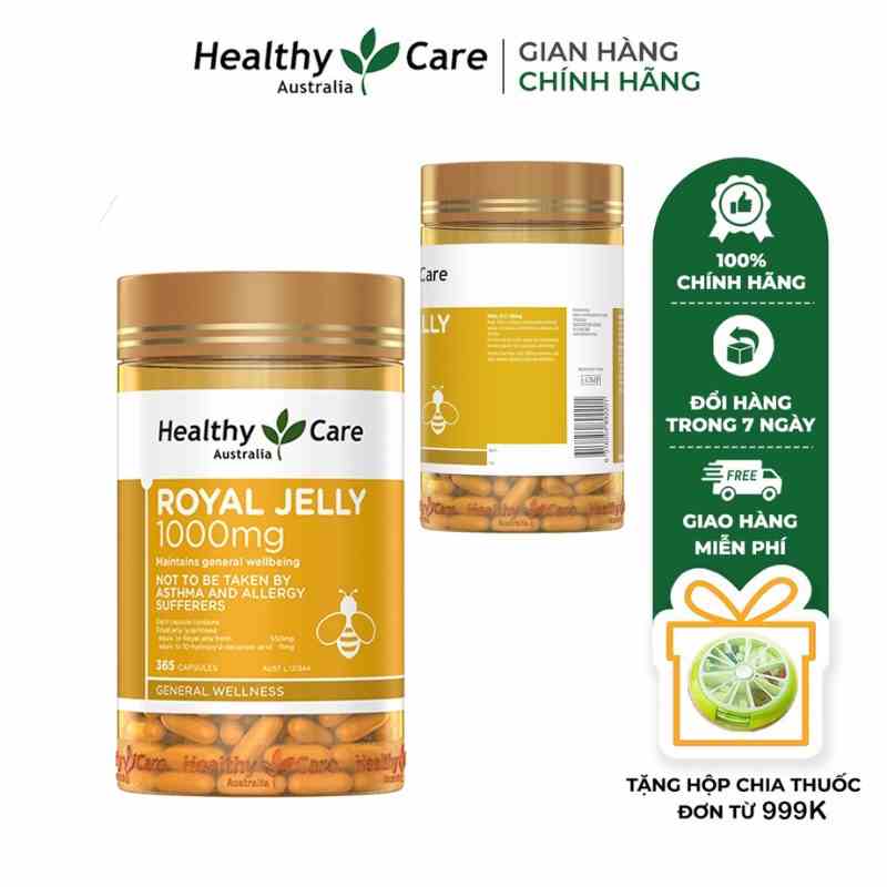 Viên Uống Sữa Ong Chúa Healthy Care Royal Jelly 365 Viên Đẹp Da Làm Chậm Lão Hóa