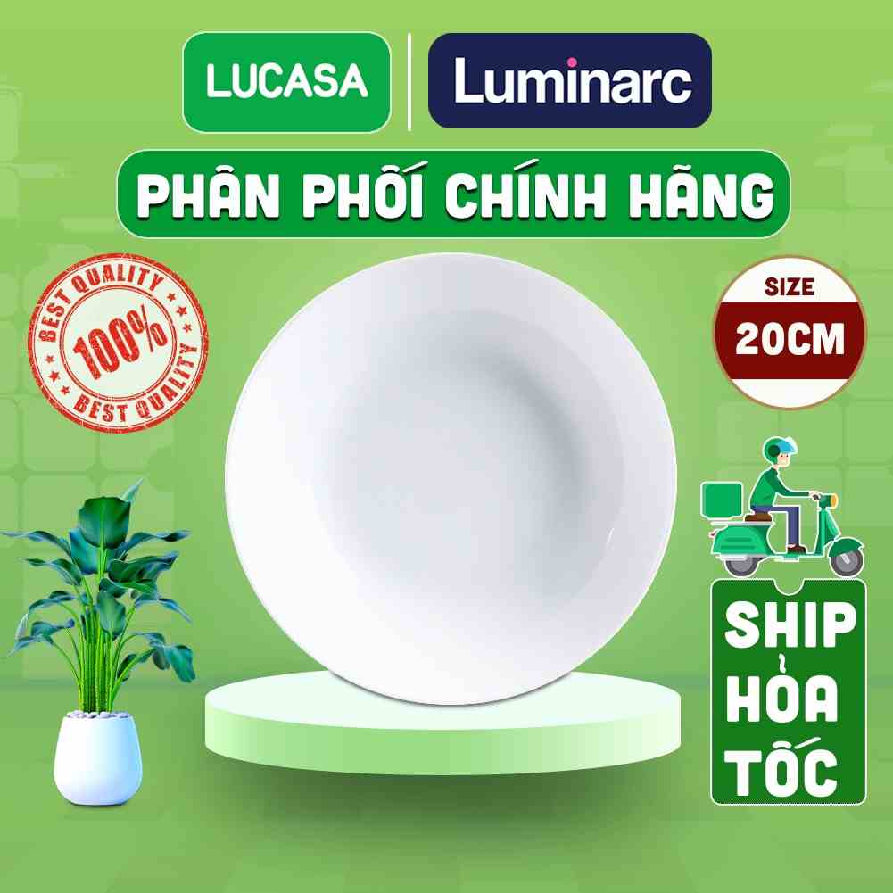 Bộ 6 Đĩa Sâu Thủy Tinh Cường Lực Luminarc Diwali Trắng 20cm - BOL3605 | Phân Phối Chính Hãng