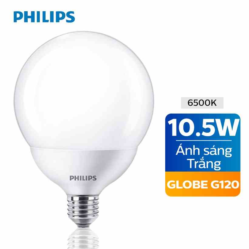 [Mã BMLTA35 giảm đến 35K đơn 99K] Bóng đèn Philips LED Globe 10.5W 6500K E27 G120 - Ánh sáng trắng