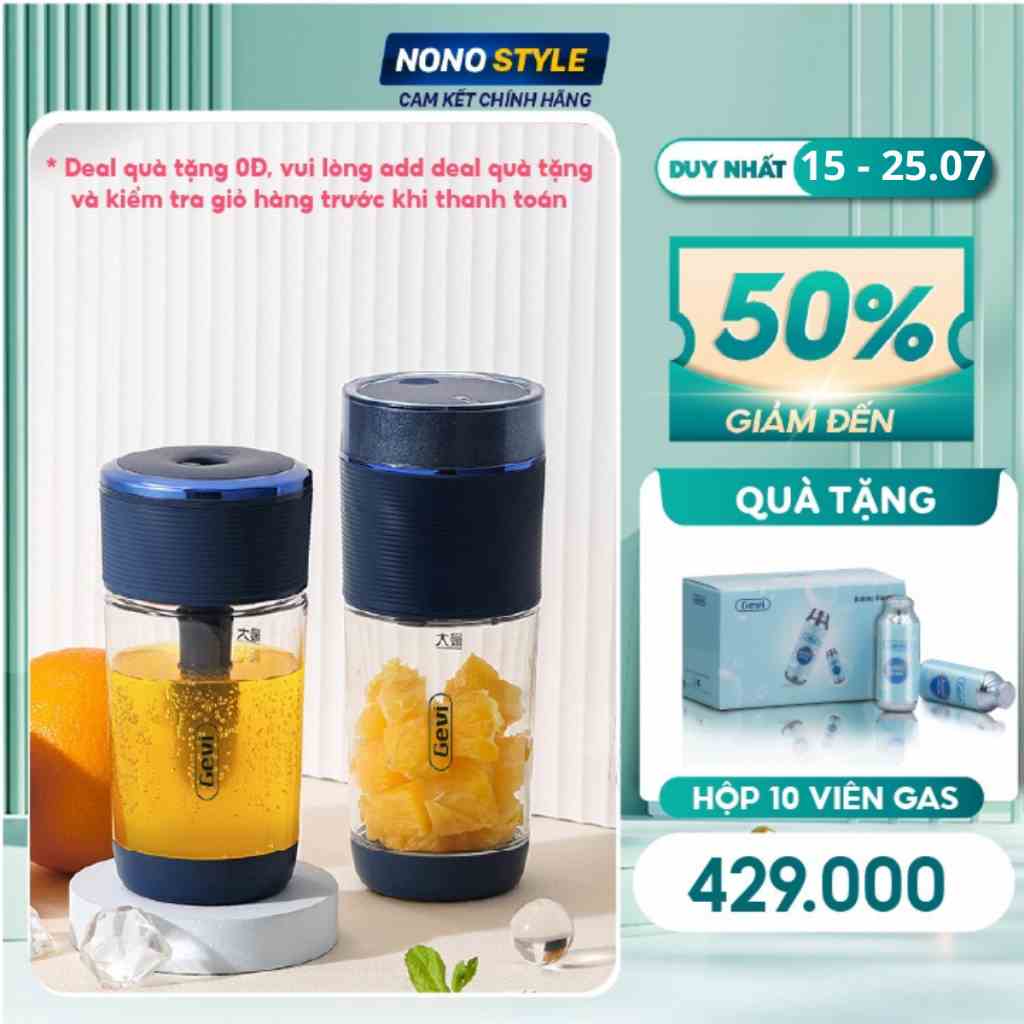 Máy Xay Sinh Tố Cầm Tay Gevi, Xay Hạt Khô Đa Năng, Dung Tích 260mL, Công Suất 50W, Bảo Hành 12 Tháng