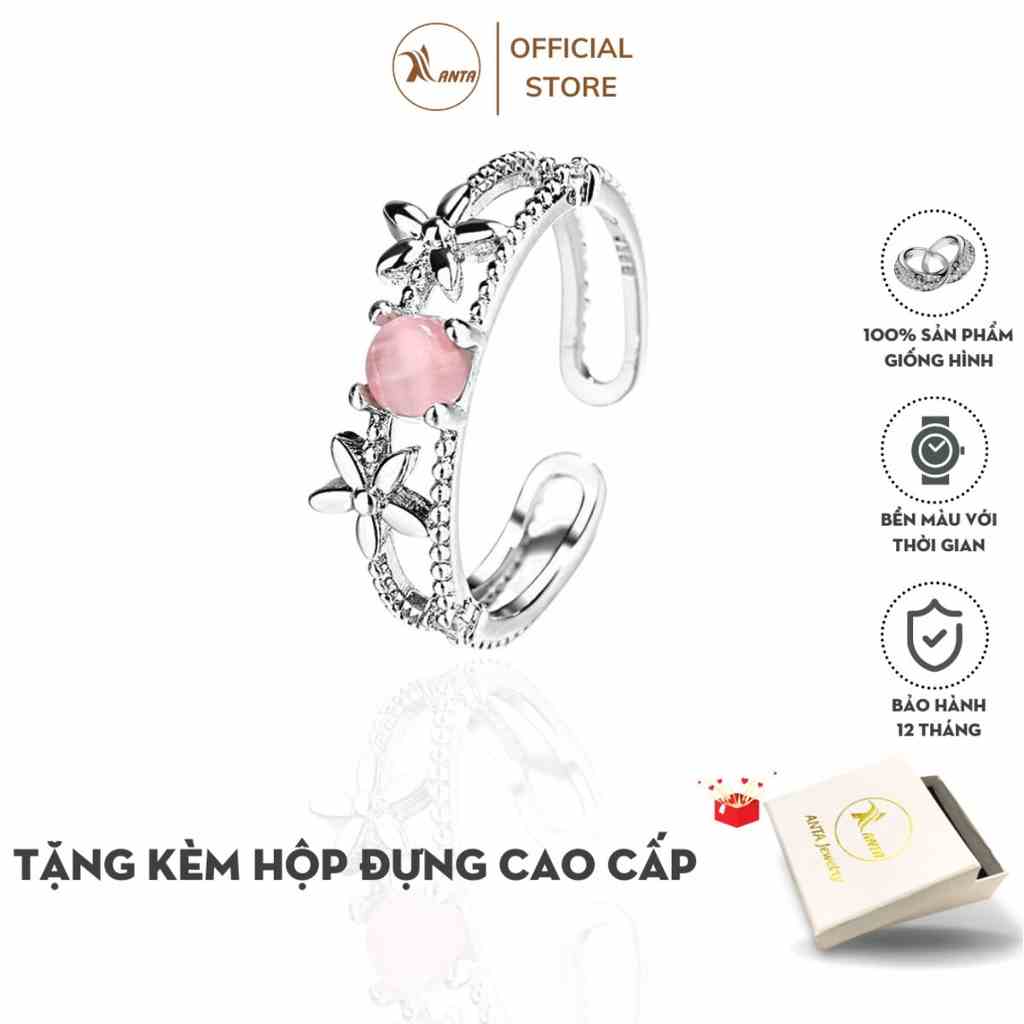 [Mã BMLTB35 giảm đến 35K đơn 99K] Nhẫn nữ thời trang thiết kế hoa đính đá phong cách Hàn Quốc ANTA Jewelry - ATJ2101P