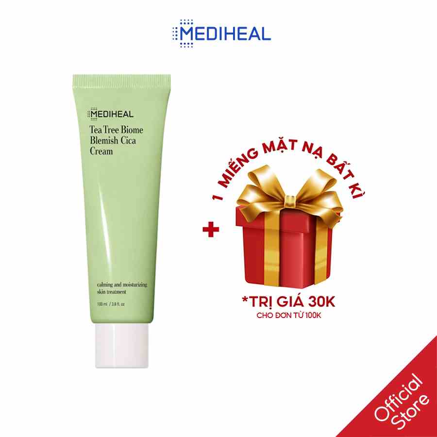 Kem Dưỡng Chiết Xuất Tràm Trà Và Rau Má Dành Cho Da Nhạy Cảm Mediheal Tea Tree Biome Blemish Cica Cream 100ml