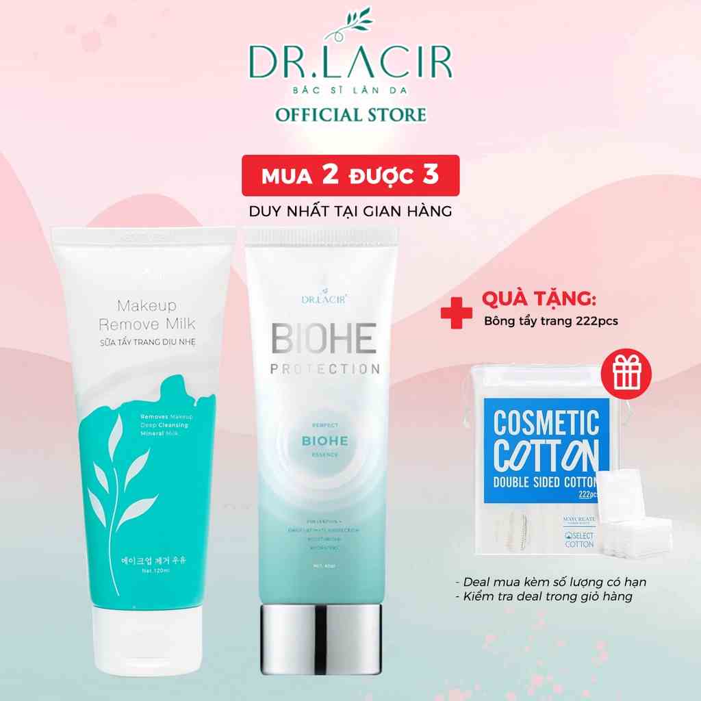 [NEW] Bộ Chăm Sóc Da Mặt DR.LACIR (Kem Chống Nắng Sinh Học 60ml + Sữa Tẩy Trang Dịu Nhẹ 120ml) DR103 DR103