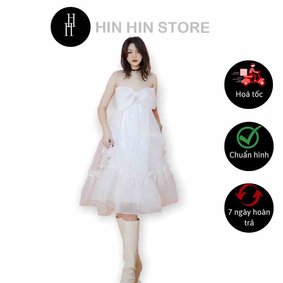 [Mã BMLTB35 giảm đến 35K đơn 99K] Váy babydoll trắng nơ ngực siêu đáng yêu HDT232 Hỉn Hỉn Store