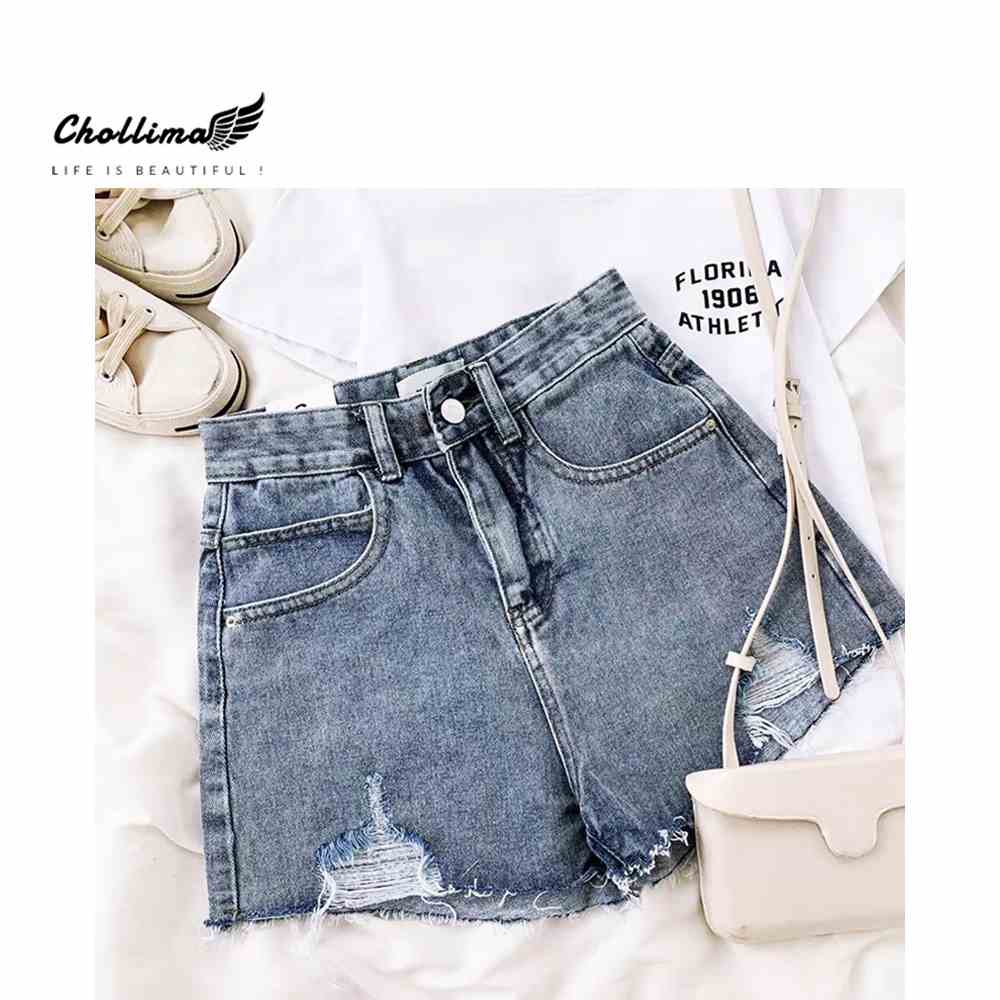 Quần short jeans nữ Chollima tua lai rách QS026 ulzzang phong cách hàn quốc trẻ trung năng động