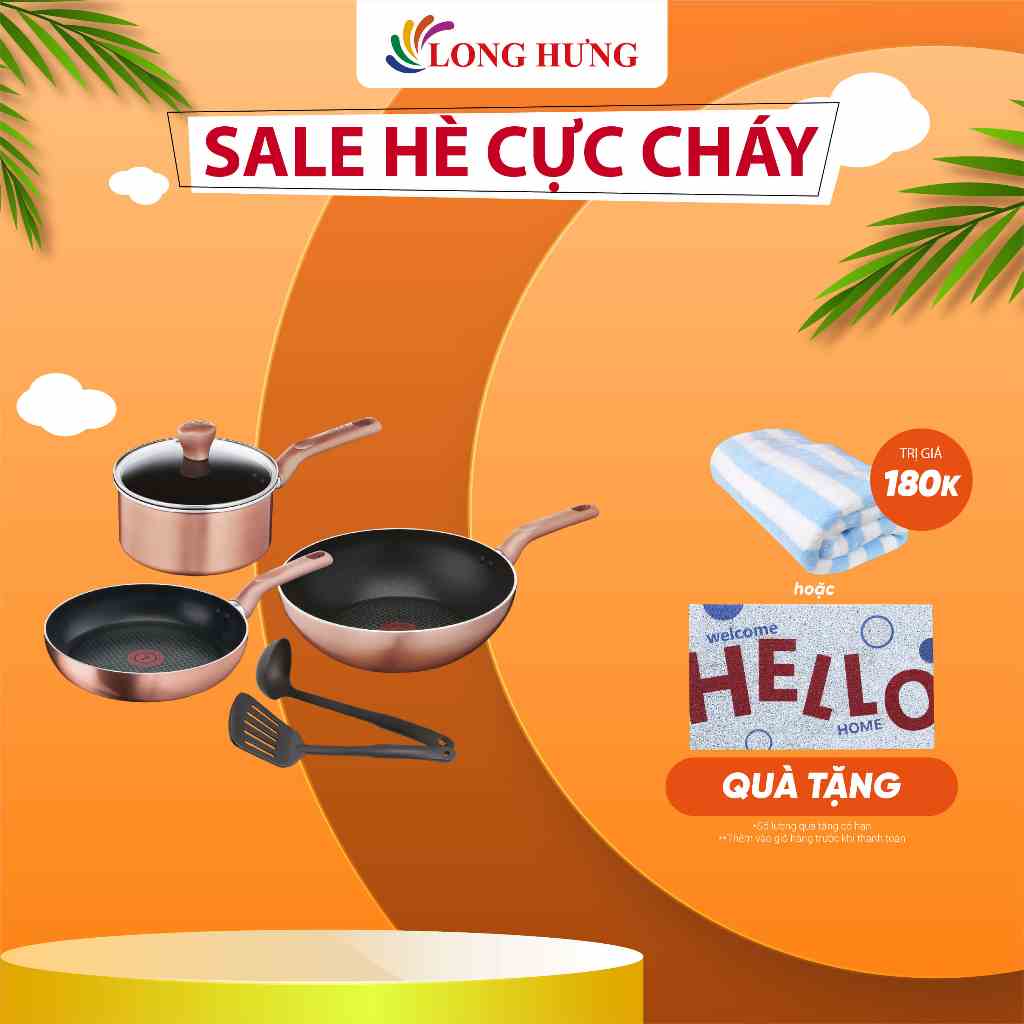 Bộ nồi chảo 6 món Tefal Cook&Shine (Chảo 24/Chảo xào 28/Quánh 18/Sạn/Vá) G803S695 - Hàng chính hãng