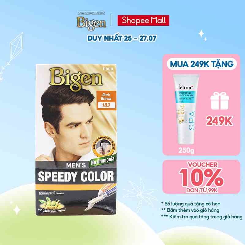 Thuốc nhuộm phủ bạc Bigen Men Speedy Color 80ml dành cho nam, nhuộm tóc bạc hoàn toàn, dạng kem