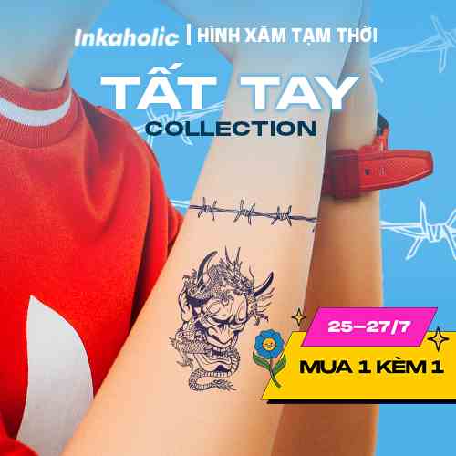 [TẤT TAY Collection] Hình xăm dán tạm thời Inkaholic bản siêu Lớn, y hệt xăm thật trong 15 ngày, chống nước