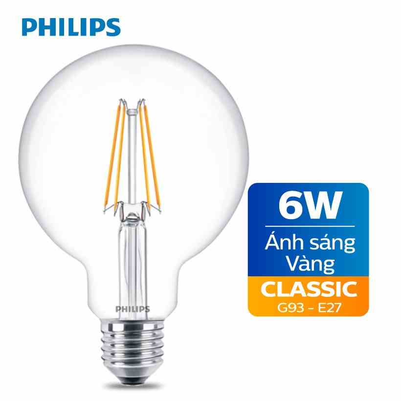 [Mã BMLTA35 giảm đến 35K đơn 99K] Bóng đèn Philips LED Classic 6W 2700K E27 G93 - Ánh sáng vàng