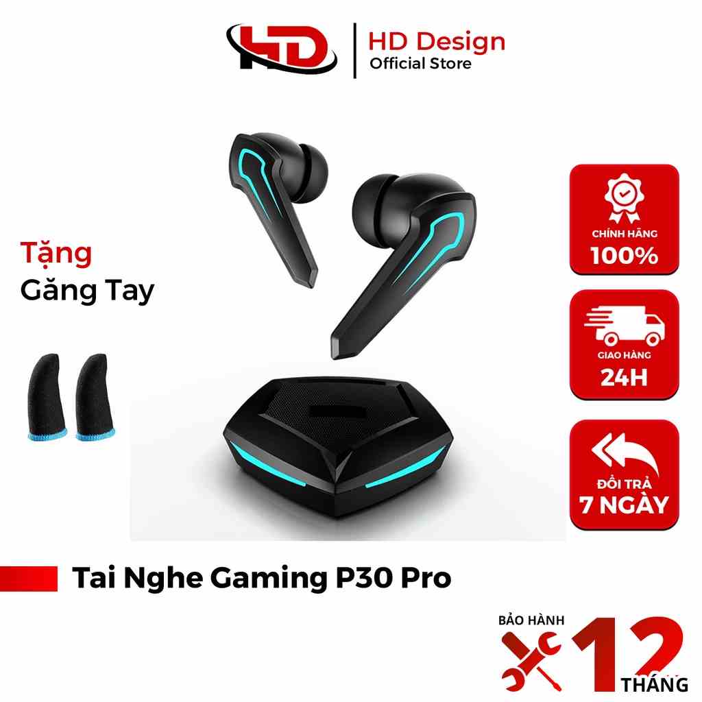 Tai Nghe Chơi Game Không Dây Bluetooth 5.2 P30 Pro Tws Có Mic Độ Trễ 0.045s - Chính Hãng HD DESIGN