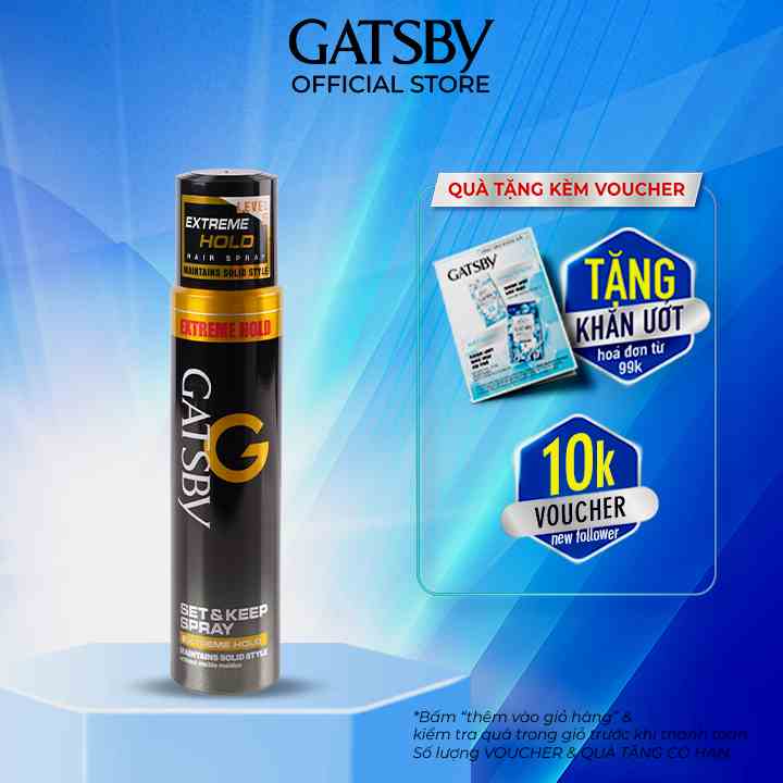 [Mã BMLTB35 giảm đến 35K đơn 99K] Gôm xịt tạo kiểu tóc GATSBY set & keep spray extreme hold 250ml