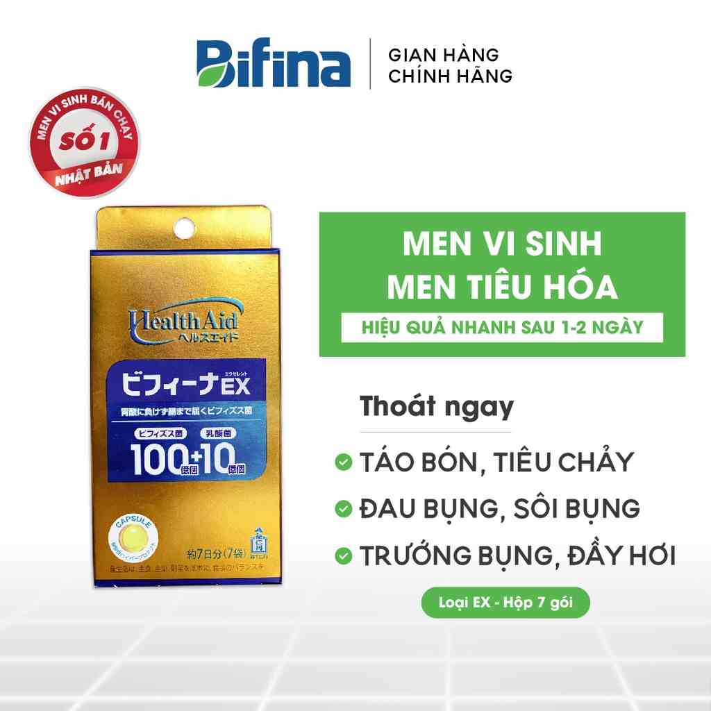 Men tiêu hóa Bifina Nhật Bản, Loại EX 7 gói - Hỗ trợ giảm rối loạn tiêu hóa cho người uống kháng sinh