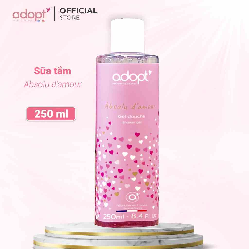 Sữa tắm Adopt 250 ml chính hãng Pháp trắng da hương hoa hồng chính hãng Pháp