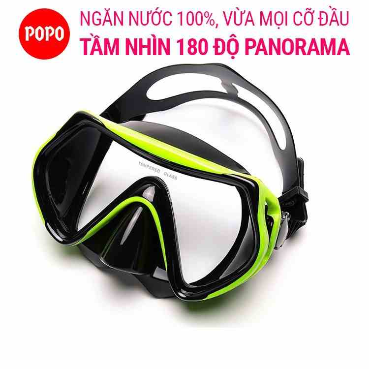 Mặt nạ lặn biển POPO với góc nhìn Panorama bằng kính cường lực an toàn chống va đập