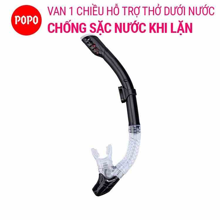 Ống thở lặn biển POPO SNOR van 1 chiều ngăn nước tuyệt đối chất liệu cao cấp