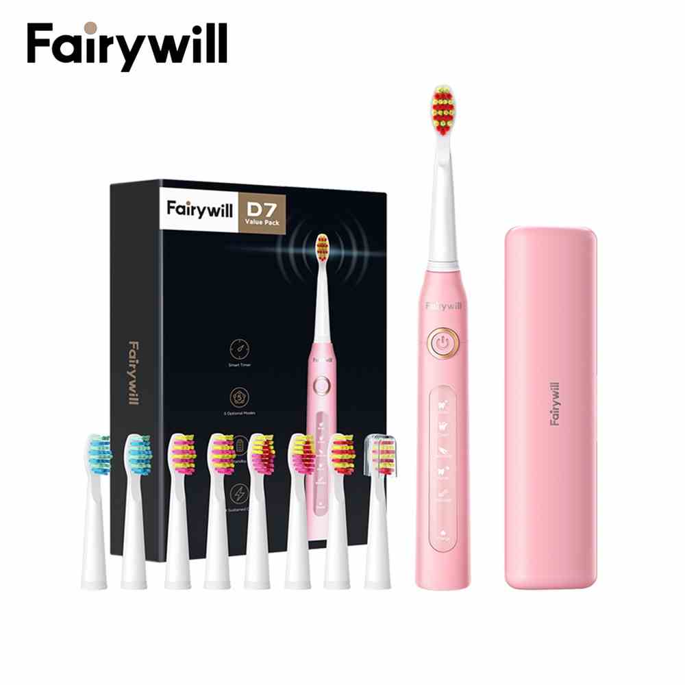 Bàn chải điện Fairywill 507 5 chế độ chải răng với 8 đầu bàn chải thay thế