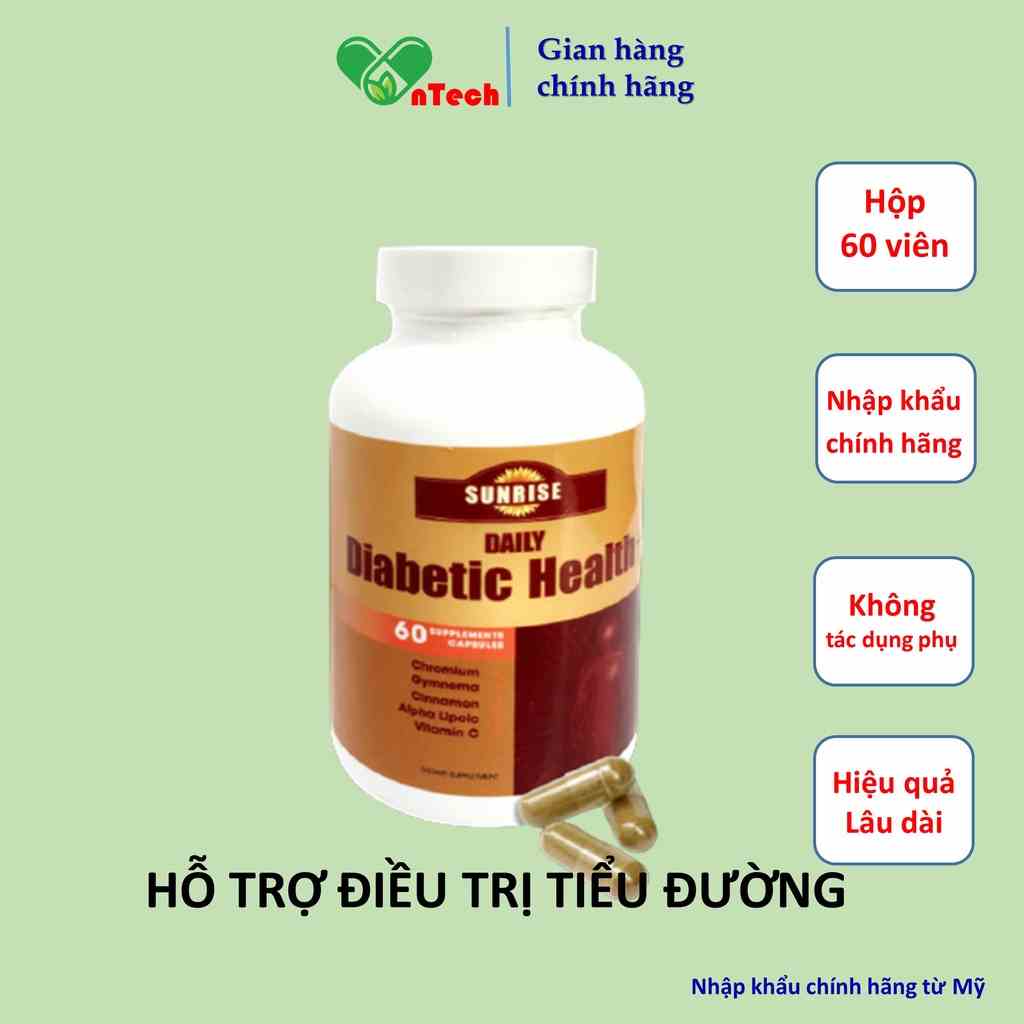 Viên uống tiểu đường Snrise Toward Health DAILY DIABETIC giảm đường huyết ngăn nguy cơ biến chứng tiểu đường 60 viên