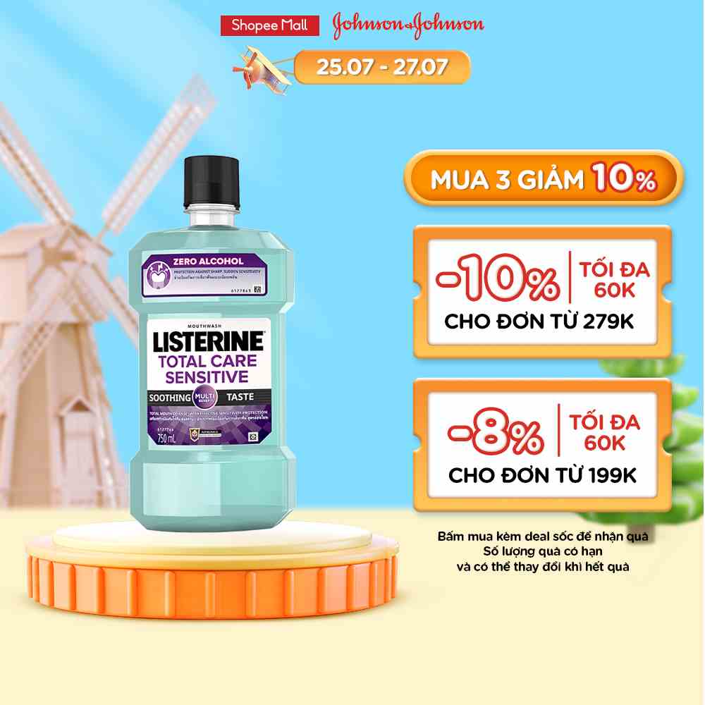 Nước súc miệng cho răng nhạy cảm Listerine Total Care Sensitive - Dung tích 250ml - 750ml