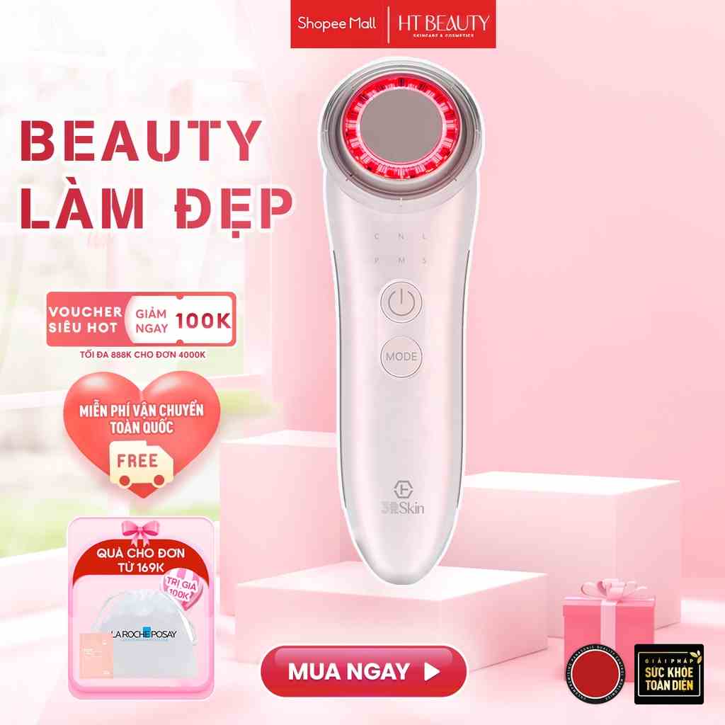 Máy đẩy tinh chất làm đẹp da 6in1 Nanotime F65U của nhà HT Beauty, nâng cơ EMS và trẻ hóa da ánh sáng Photon