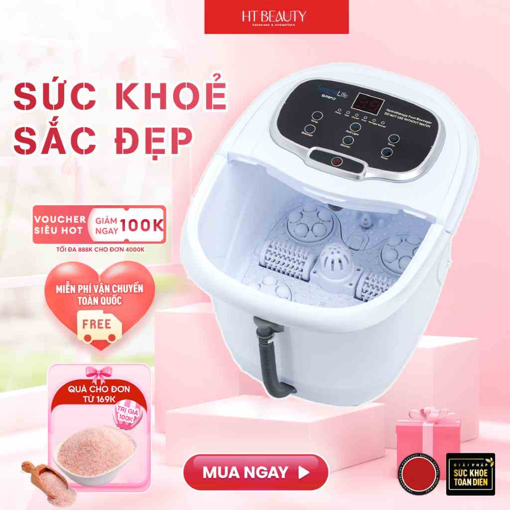 Bồn ngâm chân massage Serenelife SL12 nhà HT Beauty sử dụng 6 con lăn kép massage tự động, cải thiện lưu thông máu