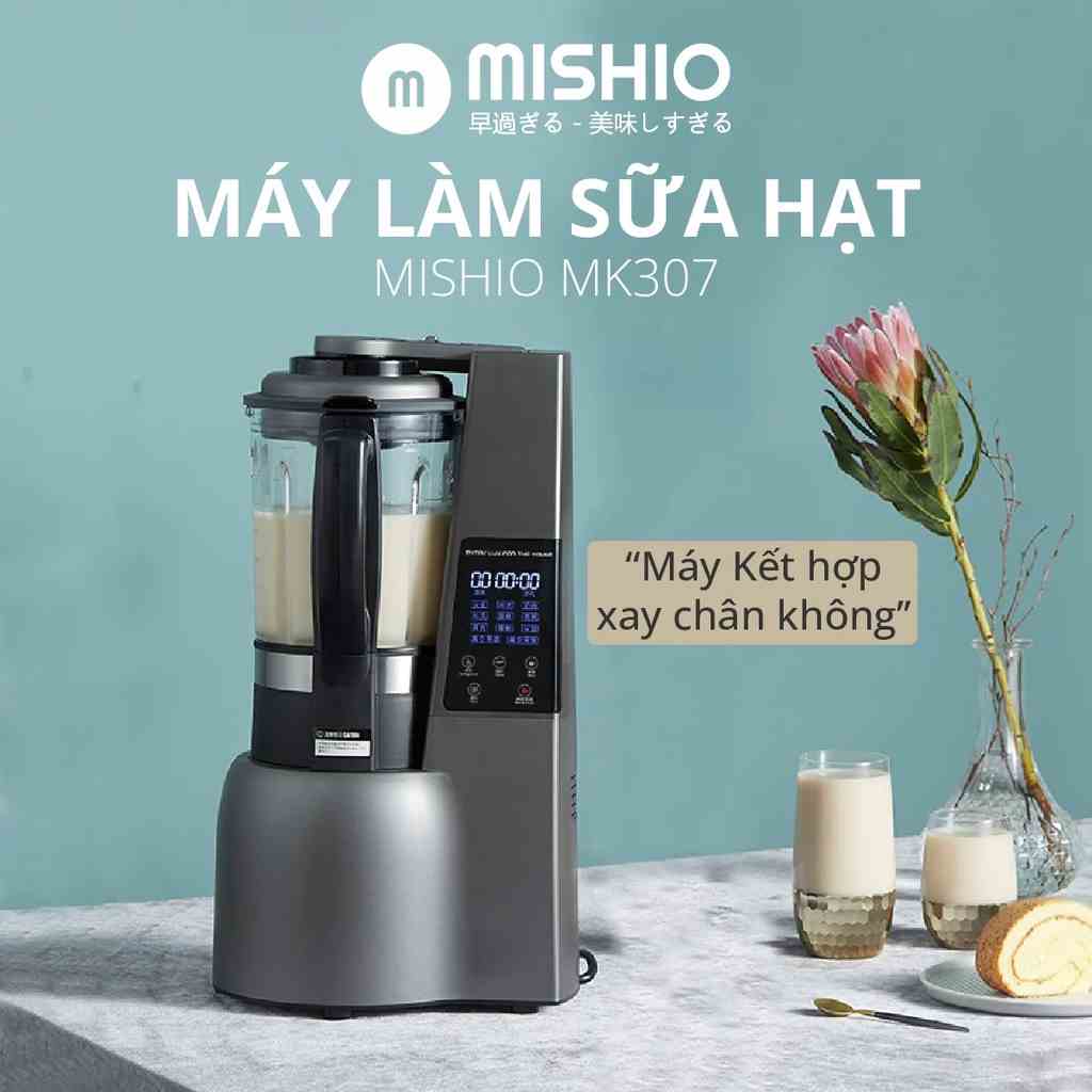 Máy Xay Chân Không nấu sữa hạt Đa Năng Mishio MK307 không cần lọc bã