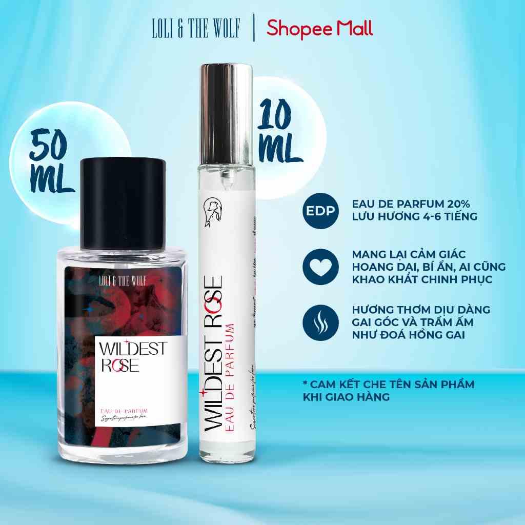 Nước hoa nam nữ thơm lâu Wildest Rose Loli And The Wolf hương thơm lôi cuốn chai 10ml 50ml