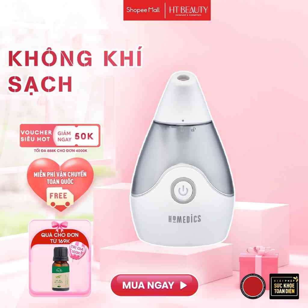 [BH 2 Năm] Máy tạo ẩm siêu âm khử khuẩn phun tinh dầu Homedics UHE-CM15-SO NHẬP KHẨU MỸ