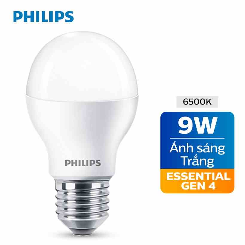 [Mã BMLTB35 giảm đến 35K đơn 99K] Bóng đèn Philips LED Essential 9W E27 230V A60 - Ánh sáng trắng/ Ánh sáng vàng