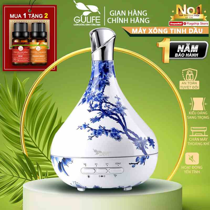 Máy Xông Tinh Dầu Phú Quý 350ml GULIFE - MCB-A28S, Kèm Quà Tặng + Remote, Cân Bằng Độ Ẩm & Làm Thơm Phòng  – BH 12 Tháng