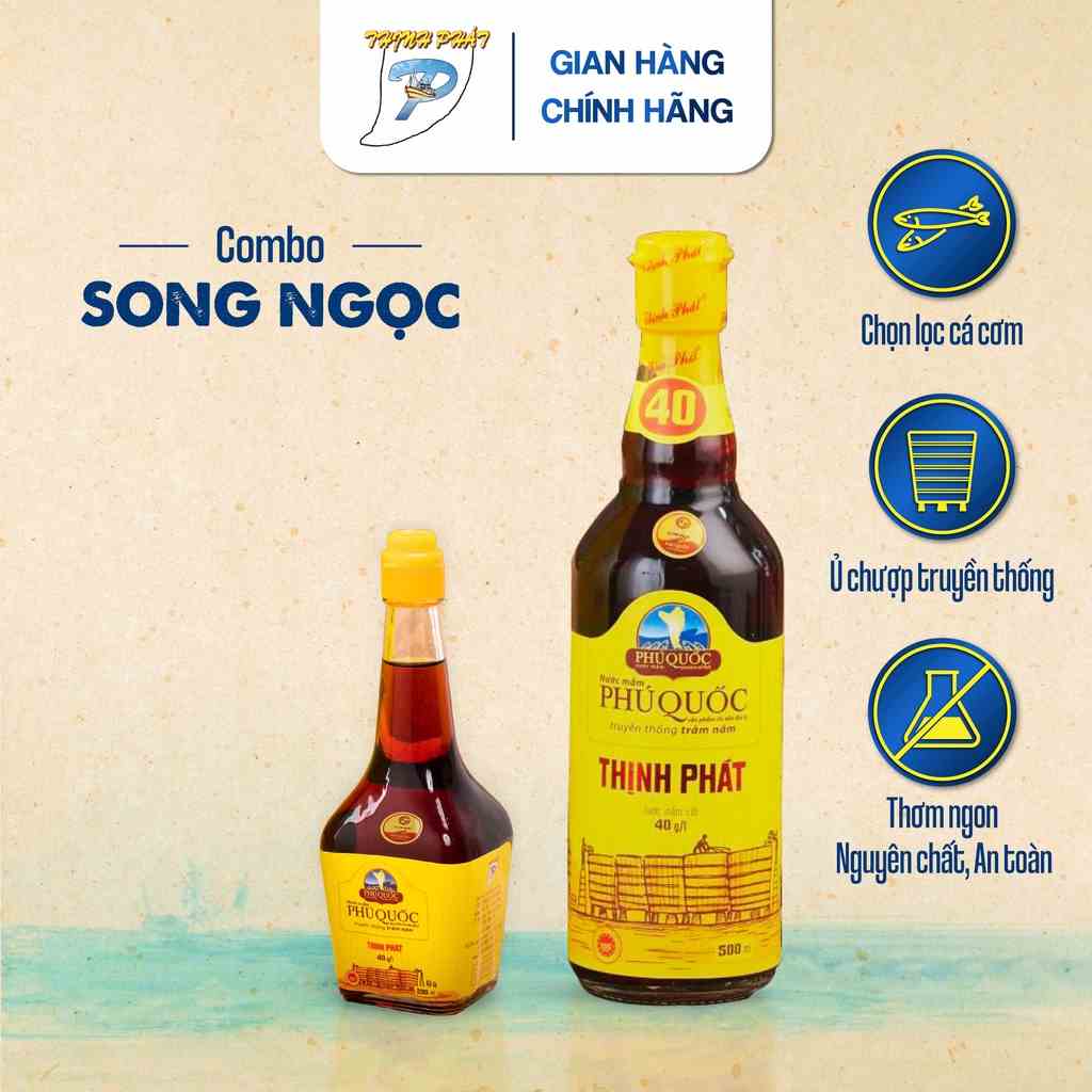 Combo Song Ngọc 1 chai Hồng Ngọc 500ml và 1 chai Ngọc Bích 200ml 40 độ đạm Thịnh Phát