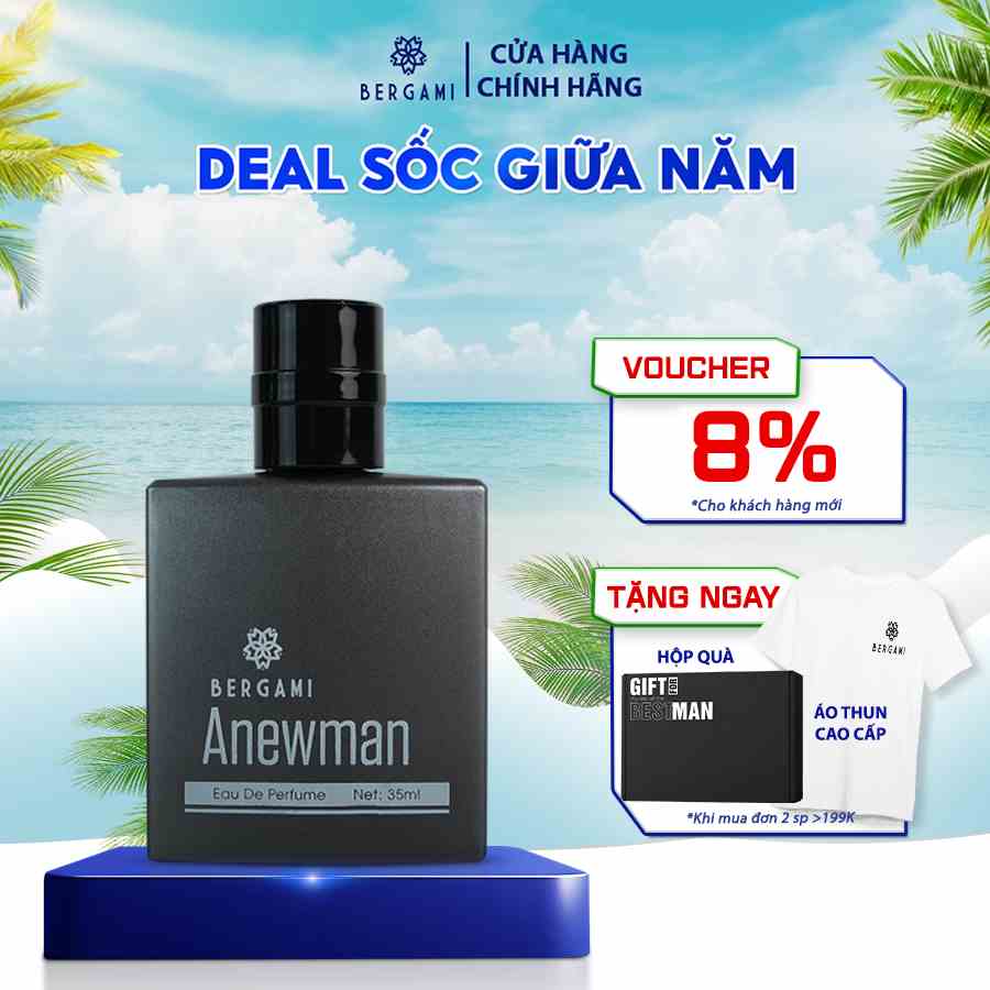 Nước Hoa Nam Thơm Lâu Bergami Anewman, Nước Hoa Chính Hãng Hương XẠ HƯƠNG Nam Tính Sang Trọng, Lưu Hương 6H 35ml/chai