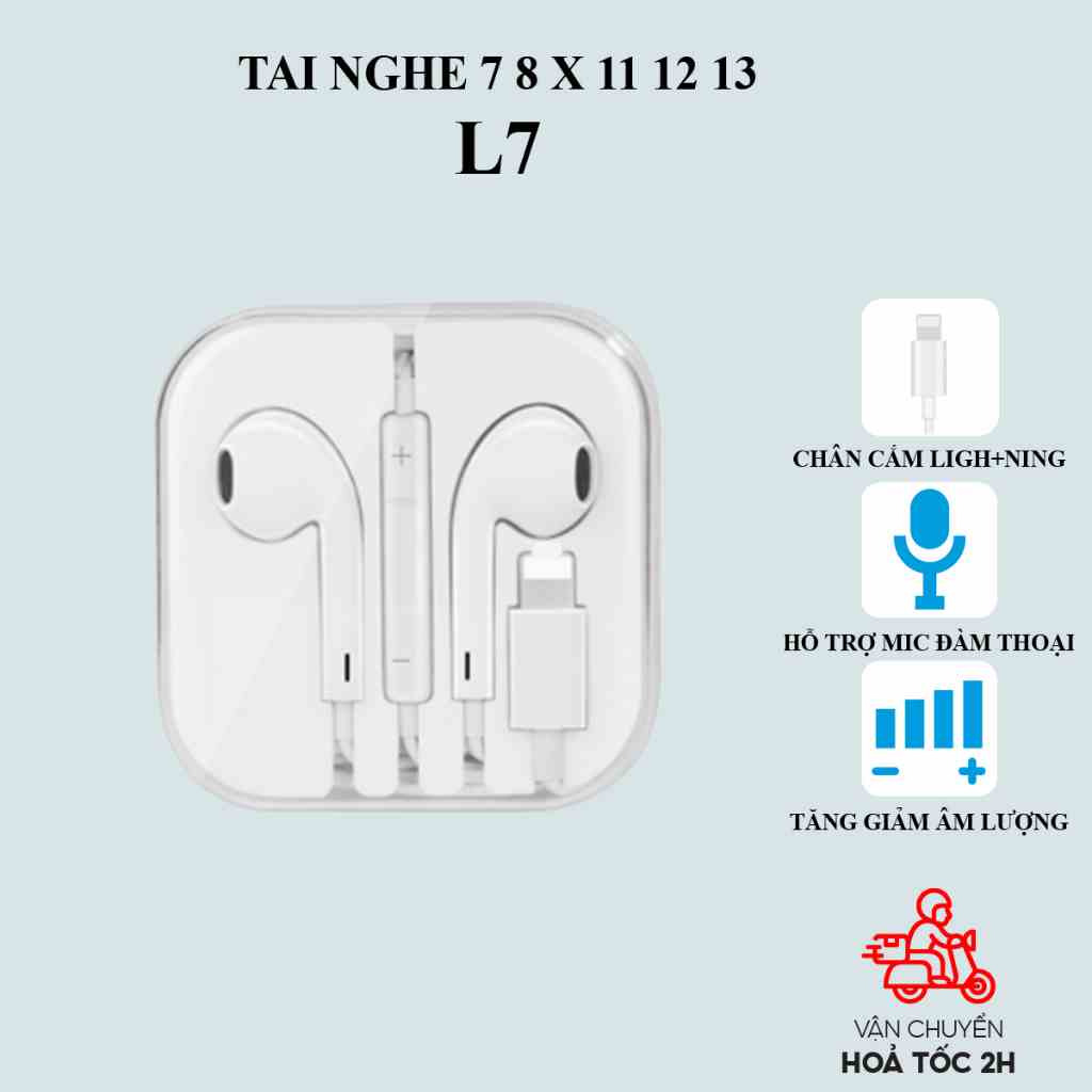 Tai nghe Hoco L7 chân cắm dẹt dành cho 7 trở lên hỗ trợ mic đàm thoại, dây dài 1 mét