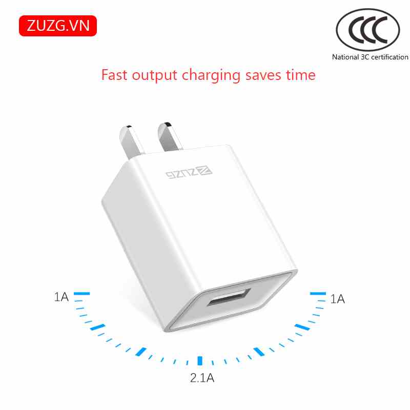 Củ sạc 5V-2.1A đạt tiêu chuẩn Quốc gia 3C ZUZG UC02