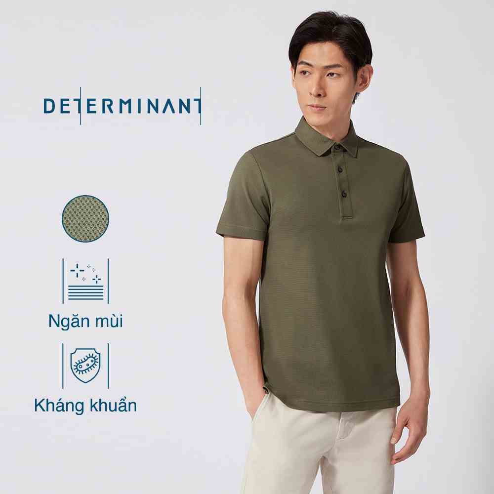 Áo thun polo nam cao cấp DETERMINANT tay ngắn - kháng khuẩn - 100% cotton - màu xanh ô liu P02